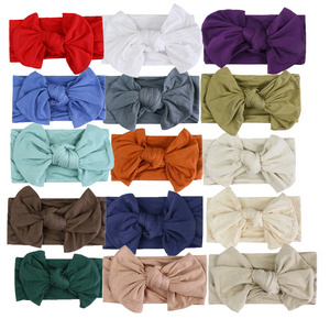 Fuyu Bamboo Viscose New headband custom baby girls hair bows for girls custom cotton jersey headwraps Bow Headbands Wholesale