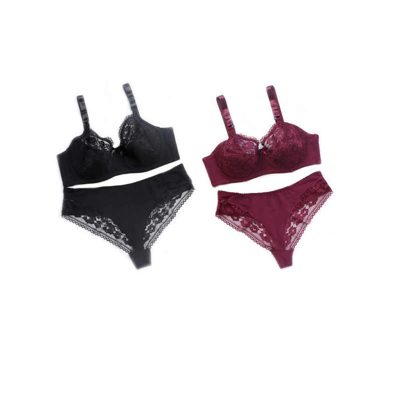 Fuyu Wholesale Solid Color Cotton Lady Lingerie Sets Womens Underwear Sets Sexy Lace Lingerie