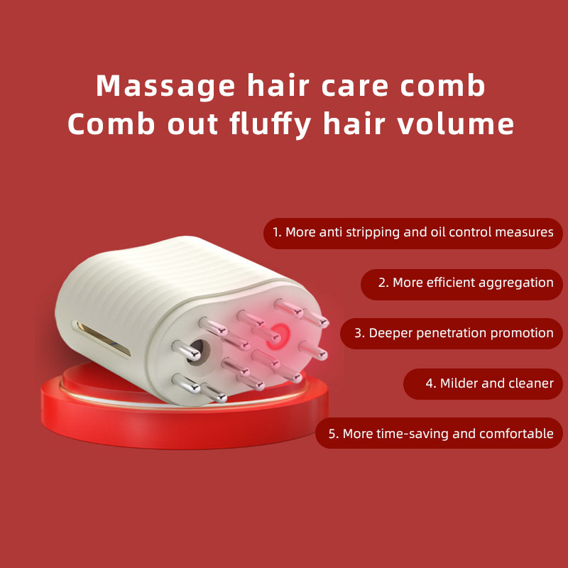 Nano Atomized Essential Oil Hair Growth Brush EMS Red Light Scalp Massager Electric Hair Oil Applicator for Hair Loss Treatment