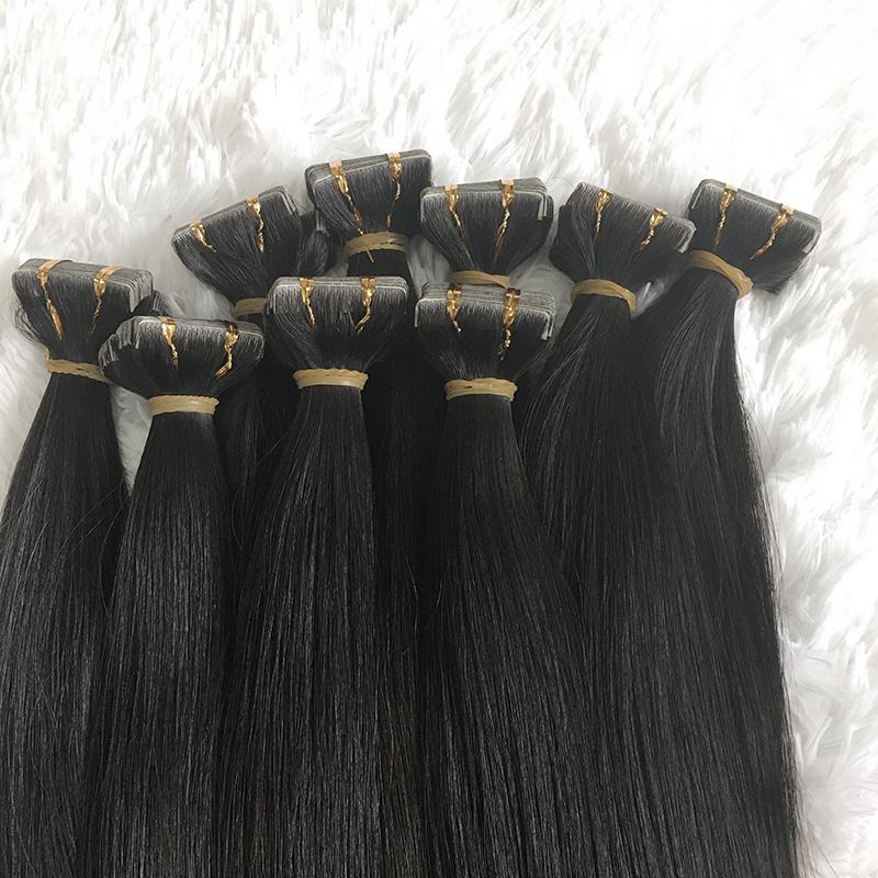 Thin Hair Solution Mini Double Drawn Tape In Real Human Hair Extension Seamless Invisible Virgin Hair Tape In Extensions