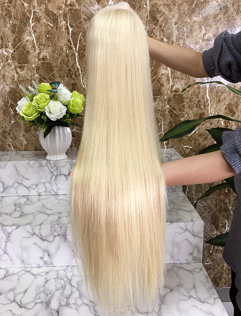 The good quality Indian human hair blonde 613 two tone 13x6 lace front wigs with natural baby hair line