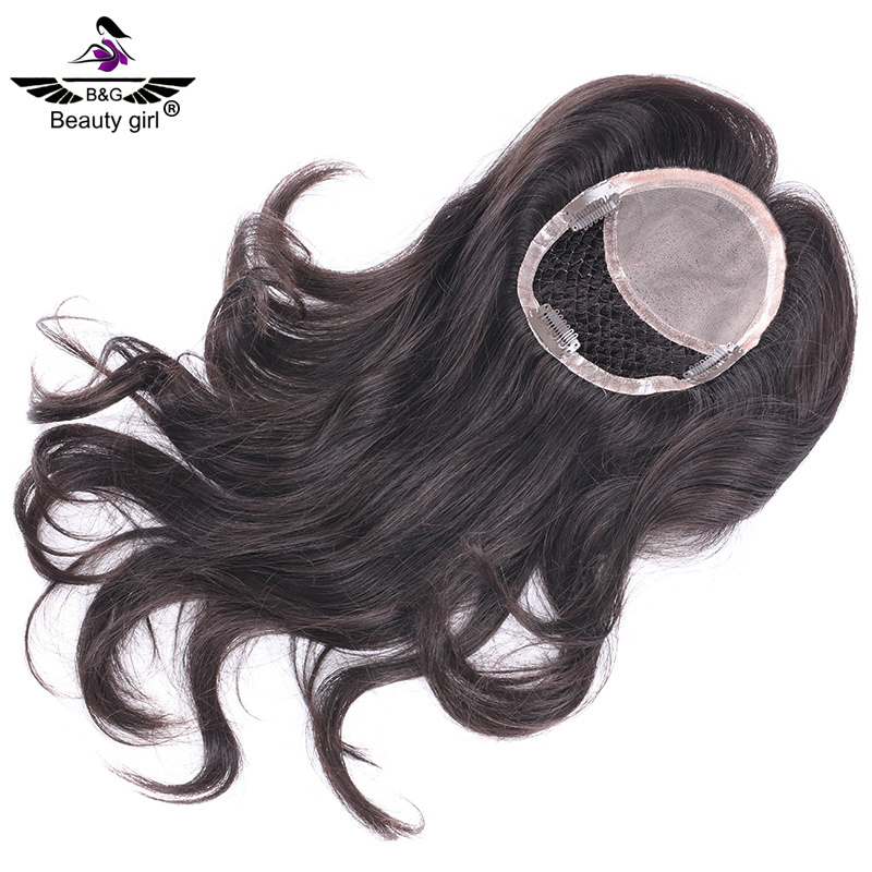 Wholesale mono base with fishnet hair pieces replacement virgin european human hair topper for women