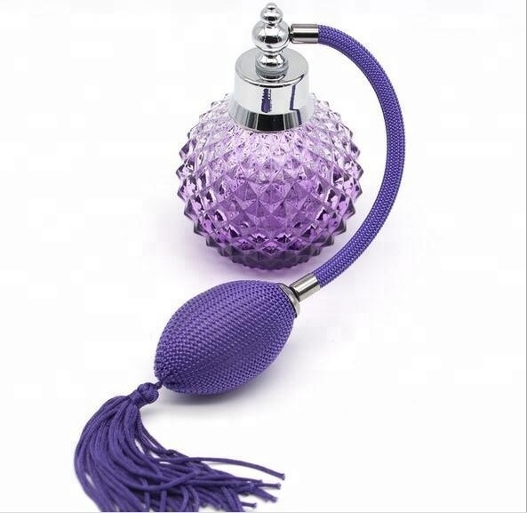 100ml pine apple shape perfume glass bottle with colorful long tube bulb pump sprayer