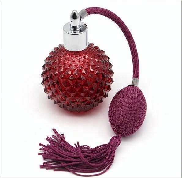 100ml pine apple shape perfume glass bottle with colorful long tube bulb pump sprayer