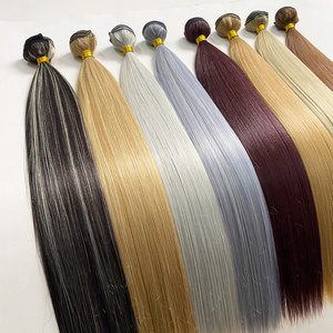 Synthetic Yaki Straight Hair Bundles For Extensions 18-30 Inch Soft Long Ombre Blonde High Resistant Bone Straight Hair Weaving