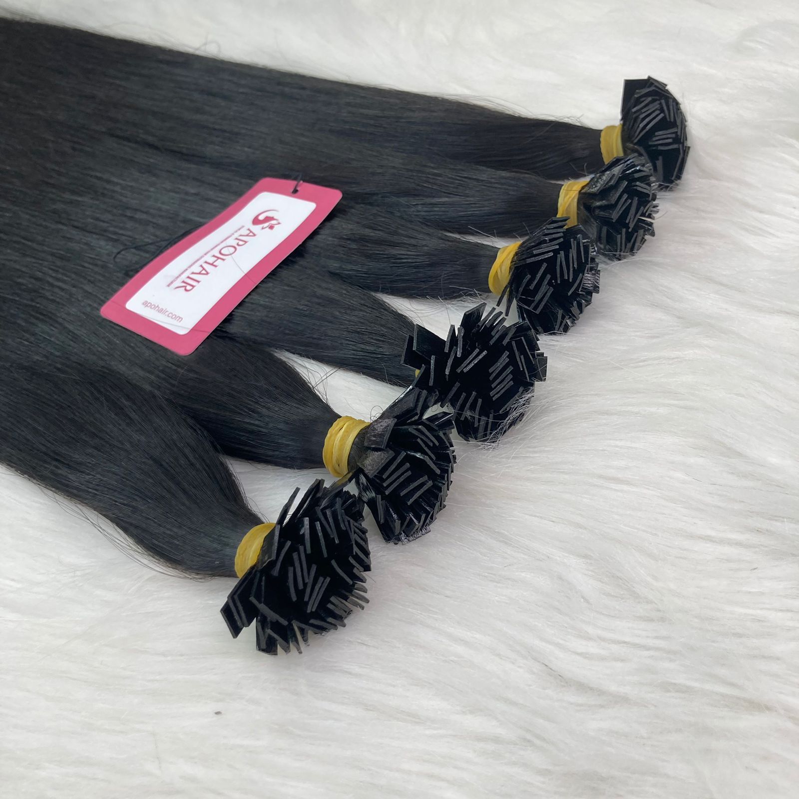 Best Quality No Tangle Russian Natural Color #1b Keratin Prebonded Flat Tip Hair Extensions 100 Human Hair I/U/V/Flat tip