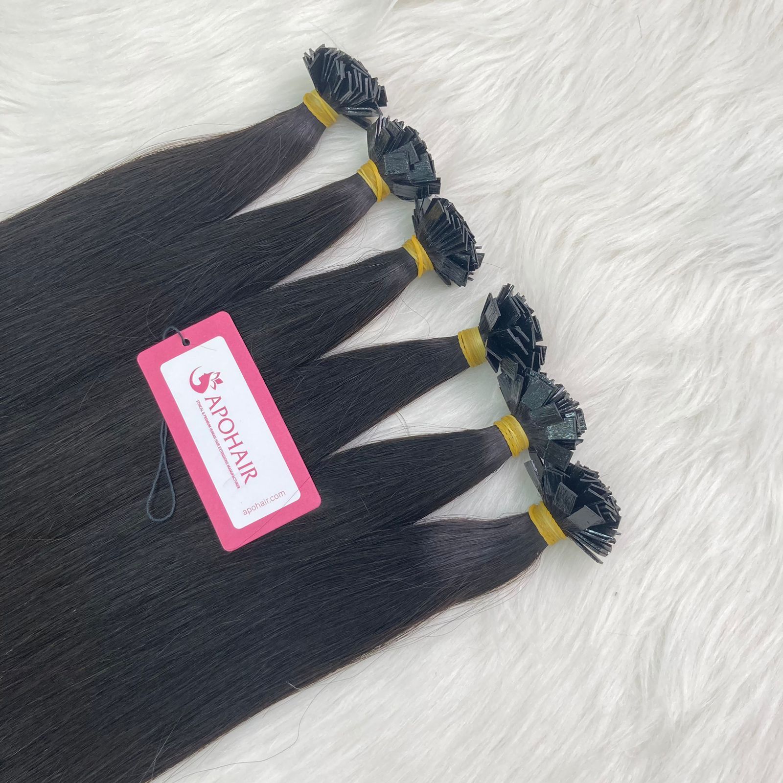 Best Quality No Tangle Russian Natural Color #1b Keratin Prebonded Flat Tip Hair Extensions 100 Human Hair I/U/V/Flat tip