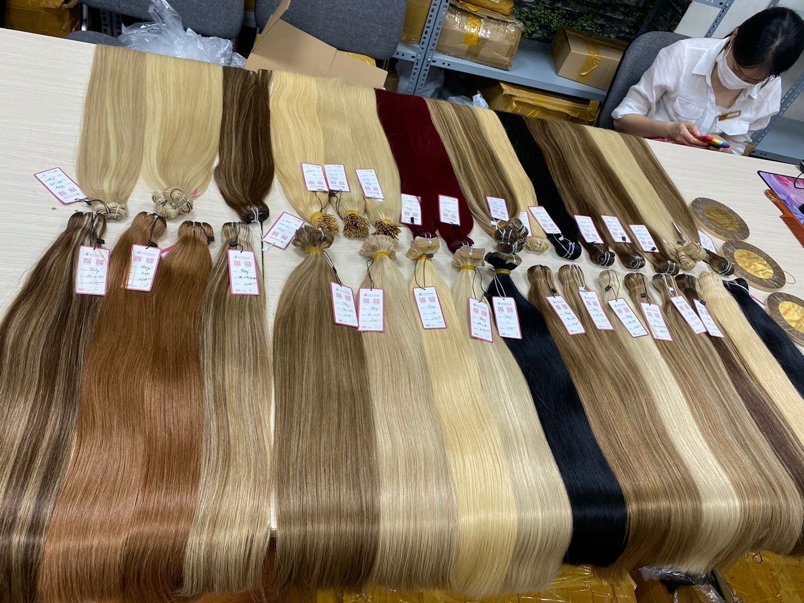 Salon Quality No Tangle Russian Natural Color #1b Hair Hand Tied Weft Hair Extensions 100 Human Hair  Weft