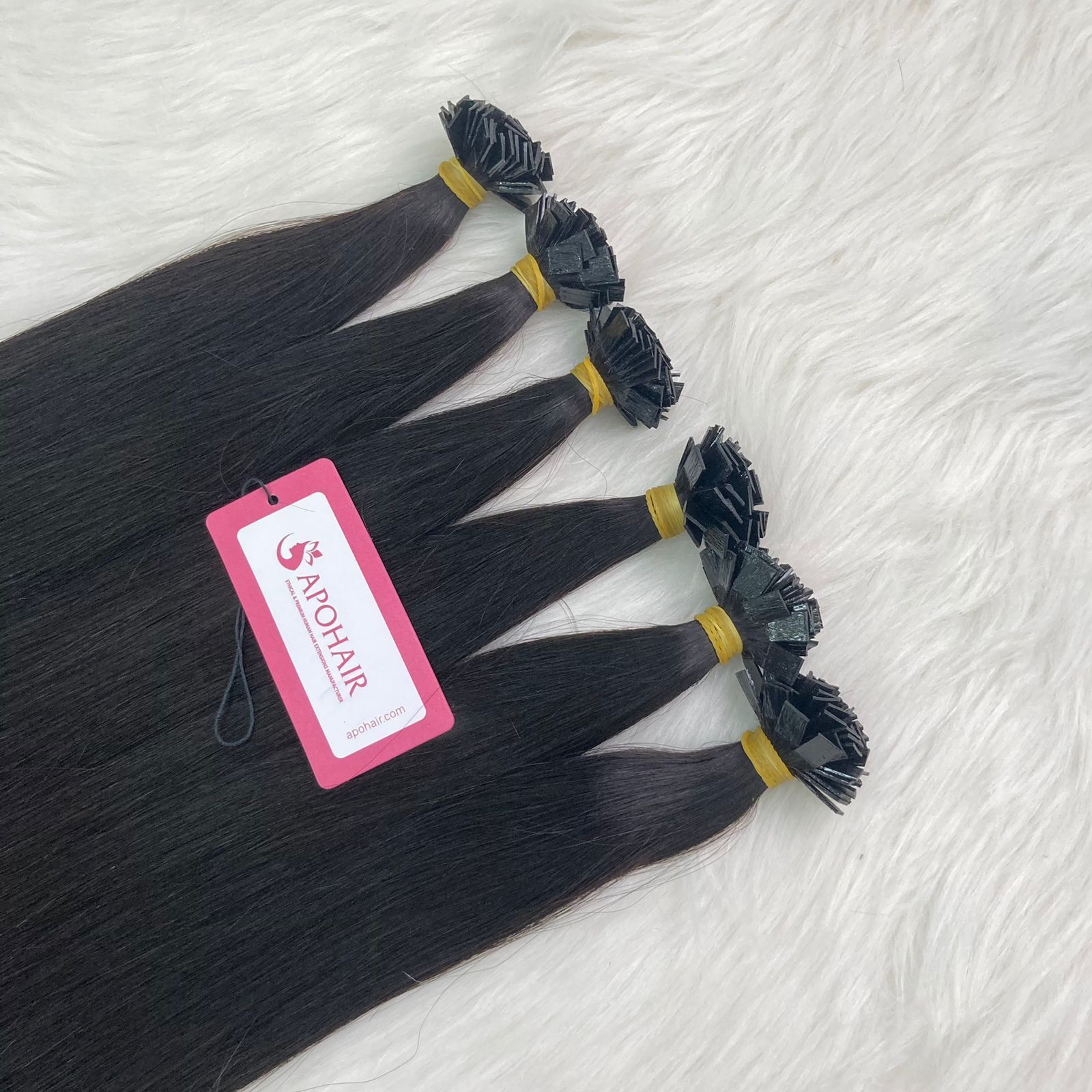 Best Quality No Tangle Russian Natural Color #1b Keratin Prebonded Flat Tip Hair Extensions 100 Human Hair I/U/V/Flat tip