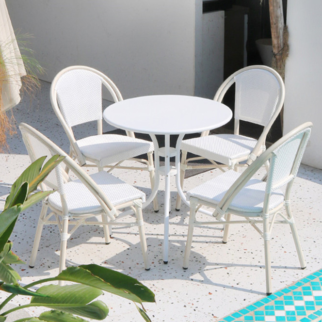 Balcony Outdoor Cafe Bistro Restaurant Outdoor Furniture French Style Dining Chair Nordic White Hotel Chairs