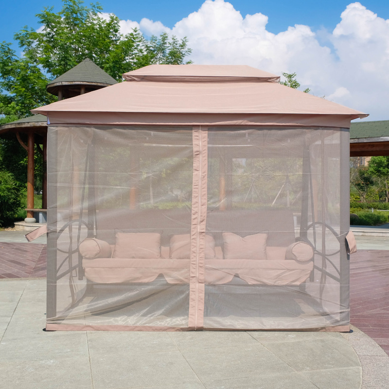 3 Seats Patio Gazebo Canopy Daybed Hammock Garden Patio Swing Chair Bed With Canopy Mosquito Net