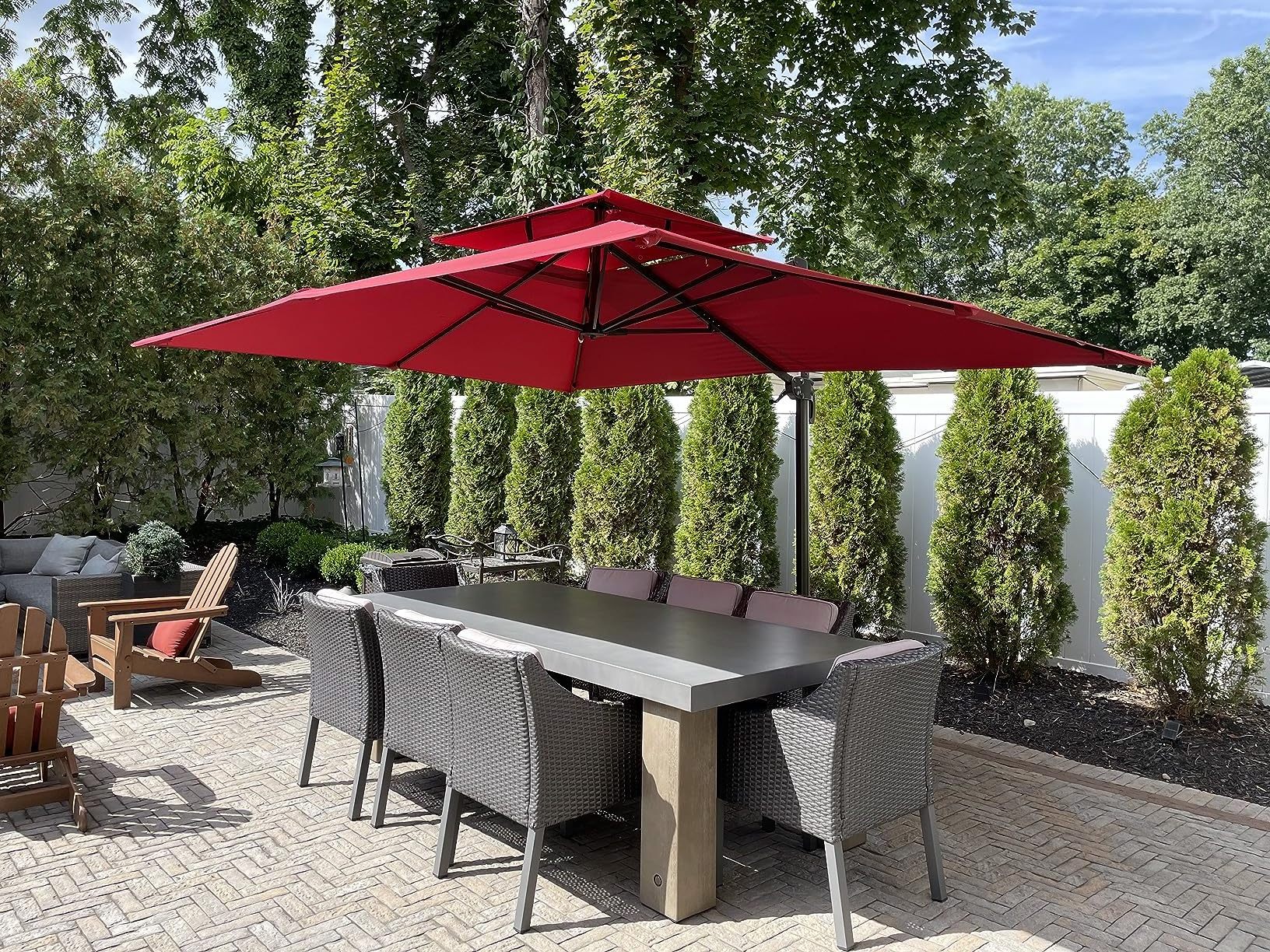 10 foot double top Square Terrace Umbrella Outdoor Luxury hanging umbrella Large cantilever umbrella