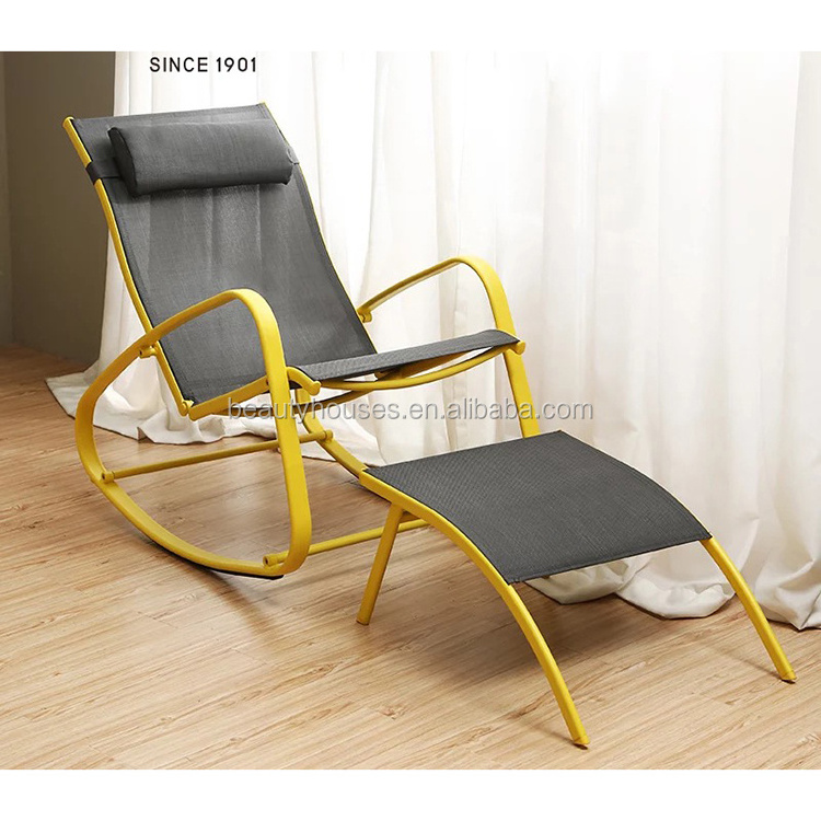 Leisure Ways Rocking Chair in Stock Livingroom Metal Garden Chair Outdoor Furniture Aluminum 90*61*87cm Sling