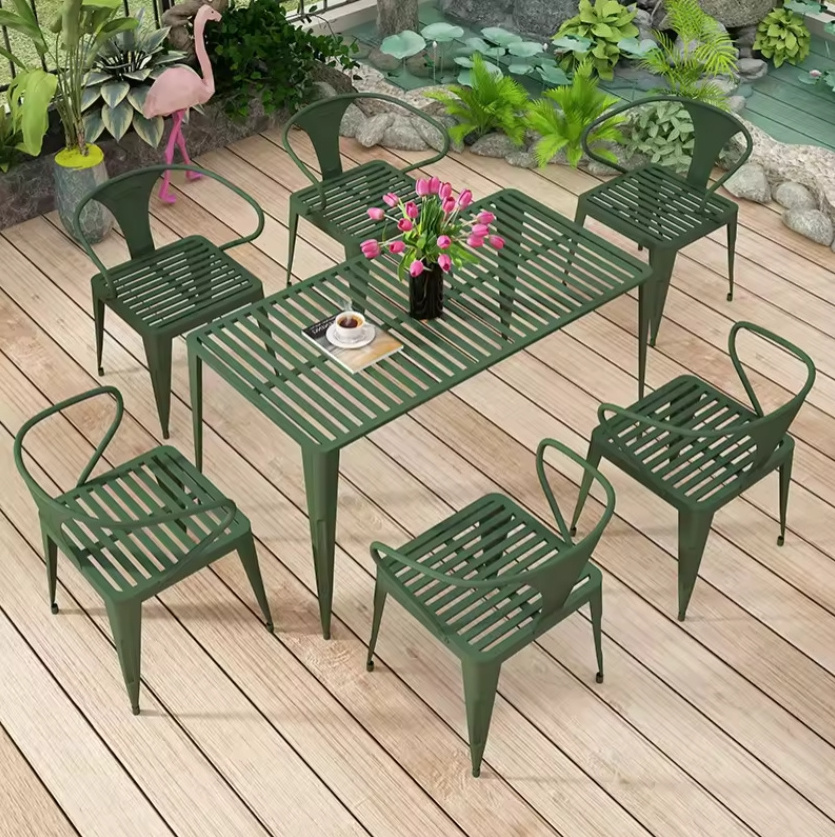 China made outdoor patio furniture waterproof simple outdoor iron  balcony table and chair set manufacturers wholesale