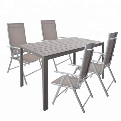 modern new style restaurant Outdoor Aluminum Furniture 5 Piece Patio garden dining set with Rectangular Dining Table