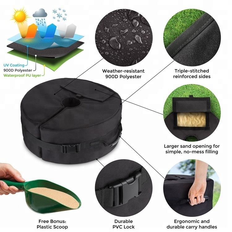 Round Sand Filled Umbrella Base Weight Bag900D Polyester Round Umbrella Base Weight Bags Heavy Duty Bag Sand Bag