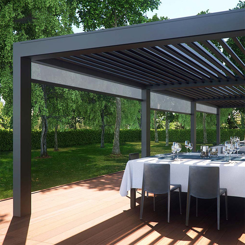 Customized Waterproof Aluminum Pergola Gazebo Louvers Metal Motorized Aluminium Garden Pergola Outdoor