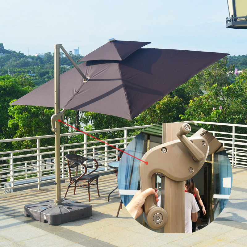 Patio Garden Umbrella Solar Panel Parasol LED Solar Umbrella Aluminum Modern Customized Best Selling Beach Solar Power Outdoor