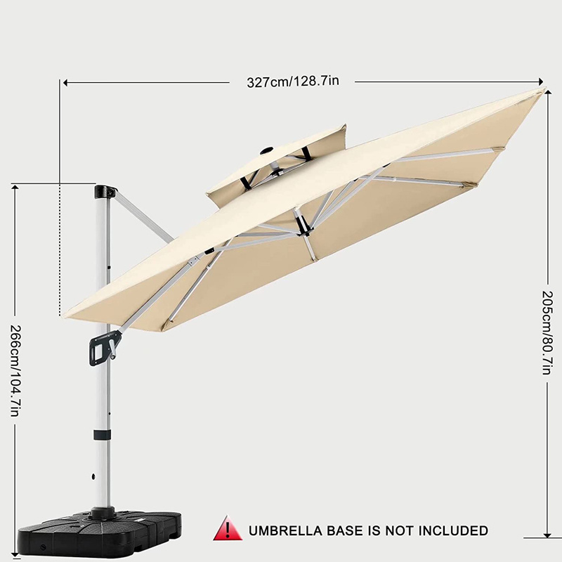 Pearl White Heavy Duty Parasol Rectangle Cantilever Roman Patio Umbrellas Goods Garden Aluminium Outdoor Leisure Contemporary 3M