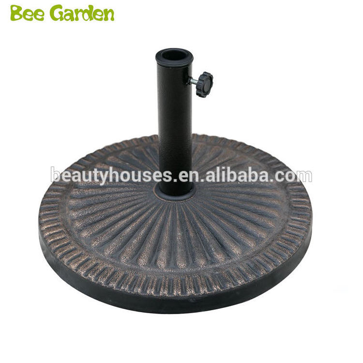 Umbrella Base Round Shape Cast Iron Black Powder Coating Parasol Patio Umbrella Base