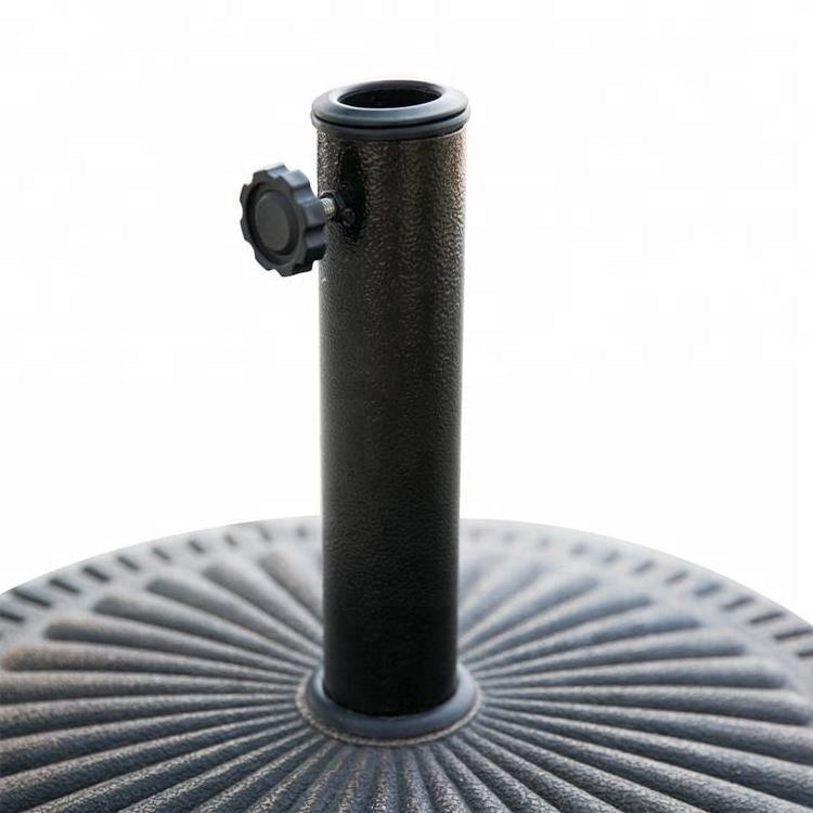 Umbrella Base Round Shape Cast Iron Black Powder Coating Parasol Patio Umbrella Base