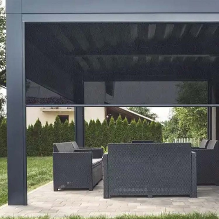 Customizable Size Manual Pergola Aluminium Outdoor Waterproof Retractable Folding Roof Arbor Gazebo Grey Popular Aluminum Dark