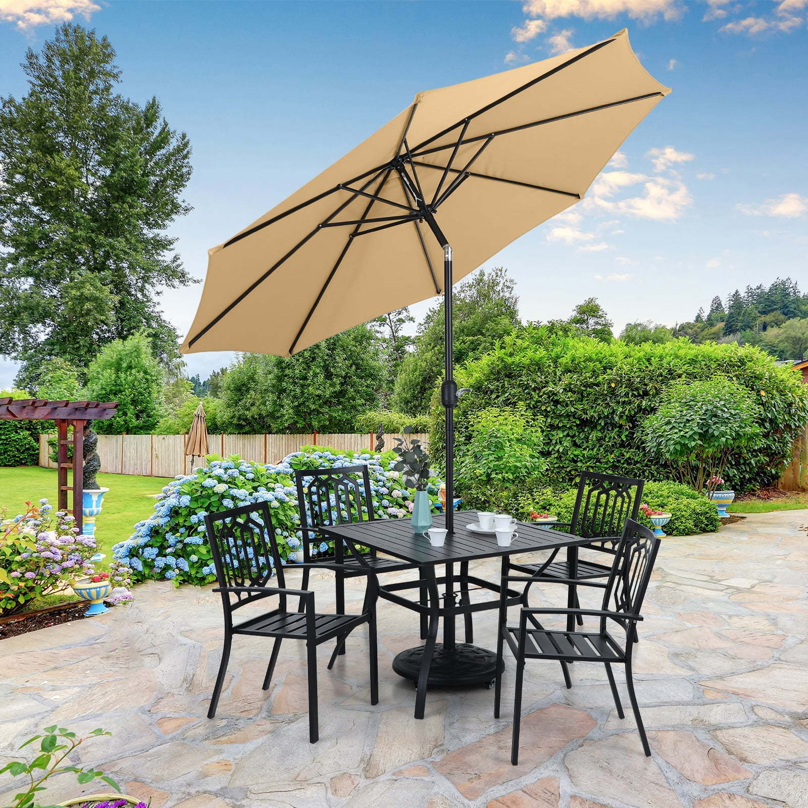 New Design Uv Resistant Garden Sunshade Parasol Solar Patio Umbrella Led Lights Parasol Patio Umbrella