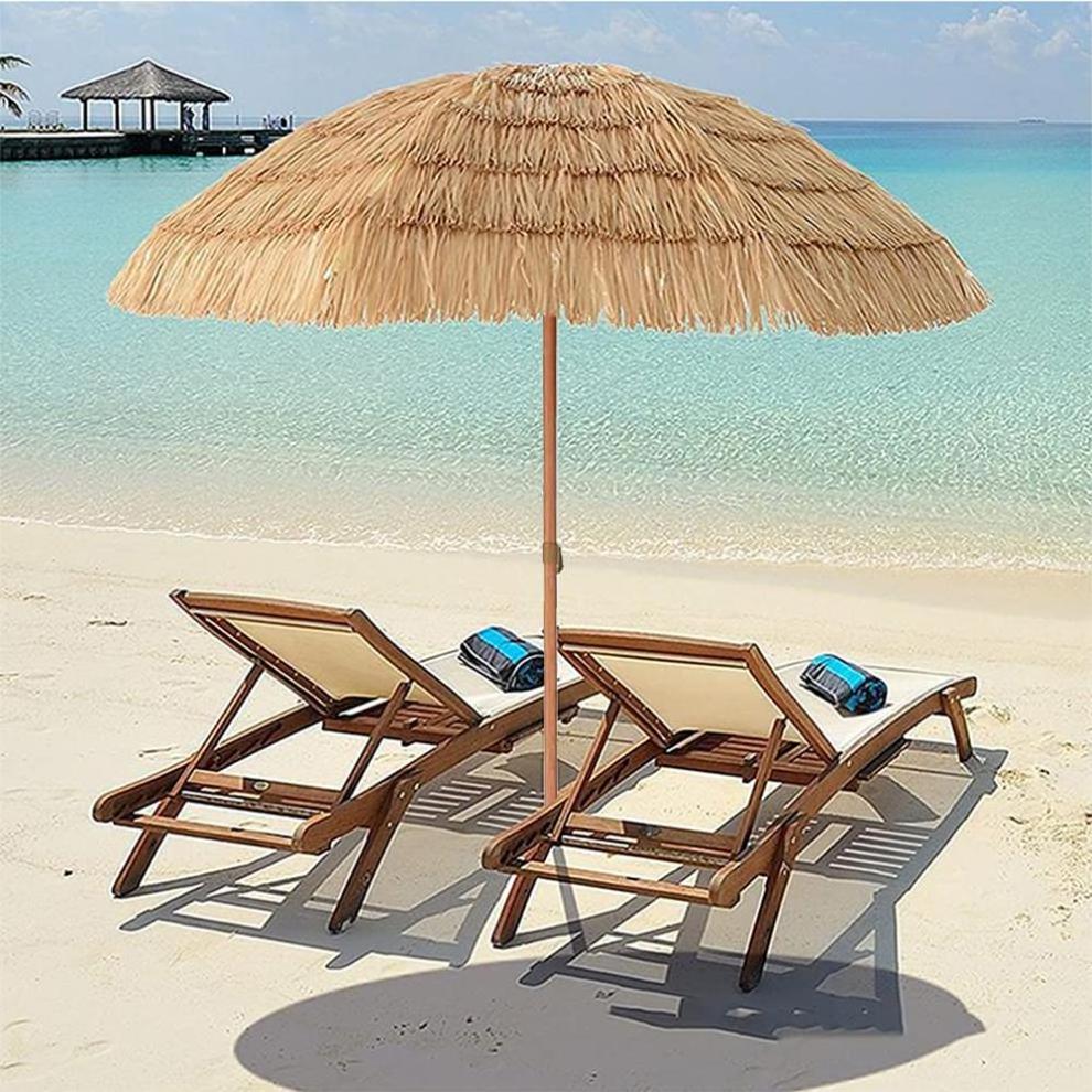 Beaches Outdoor Terraces Polyester Cloth Straw Pp Material Outdoor Thatch Roof Straw Umbrella