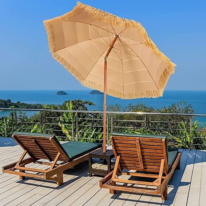 Beaches Outdoor Terraces Polyester Cloth Straw Pp Material Outdoor Thatch Roof Straw Umbrella