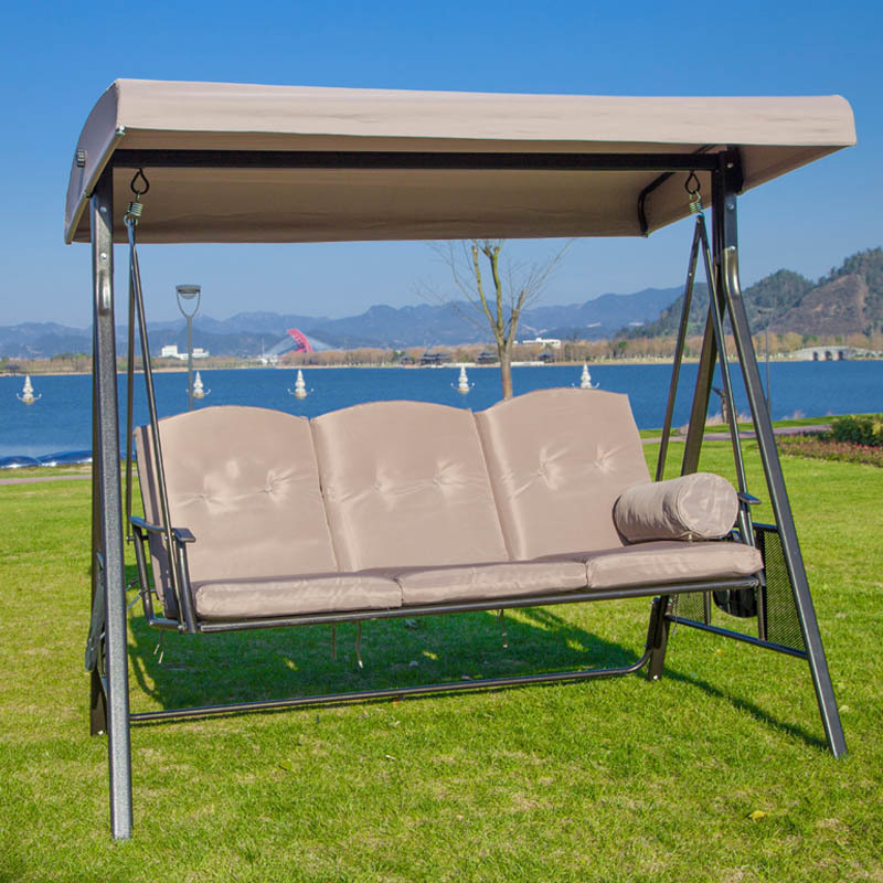 Outdoor Professional Garden Comfortable Metal Frame 3 Seater Canopy Swing Chair Garden Bench Lounger Bed