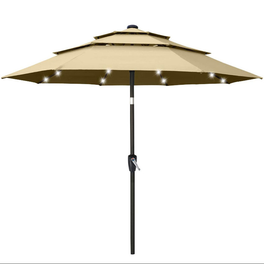 Best Selling Wholesale Restaurant Customized Center Pole Parasol Custom Print Market 3 Layer Parasol Umbrella