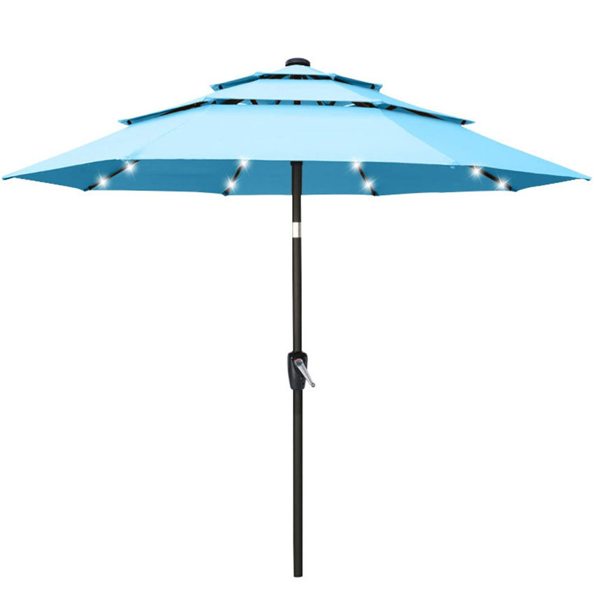 Best Selling Wholesale Restaurant Customized Center Pole Parasol Custom Print Market 3 Layer Parasol Umbrella