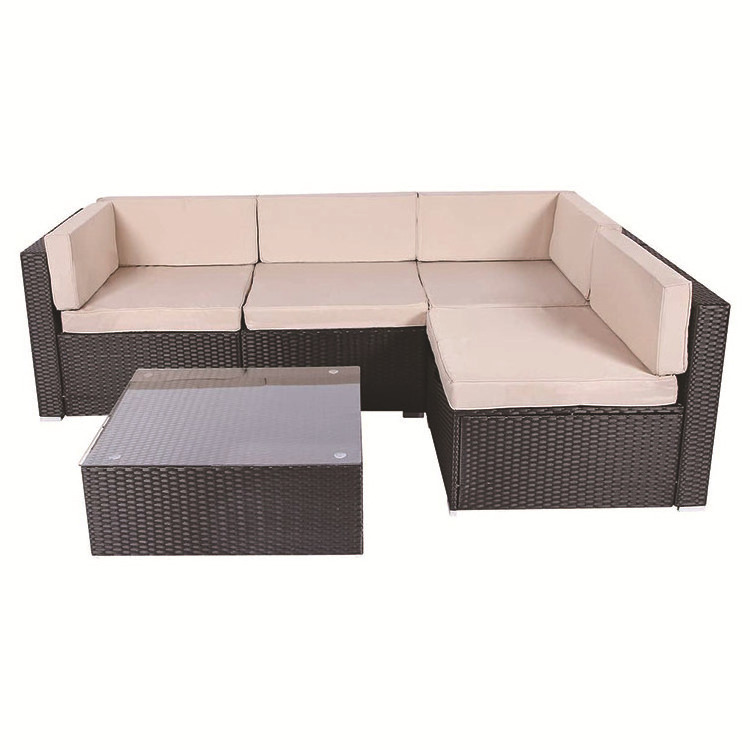 Bistro Sets Patio Outdoor Modern Style L Shape Rattan Garden Set Rattan Couch Garden Sofa Corner Sofa Set