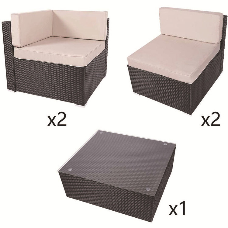 Bistro Sets Patio Outdoor Modern Style L Shape Rattan Garden Set Rattan Couch Garden Sofa Corner Sofa Set