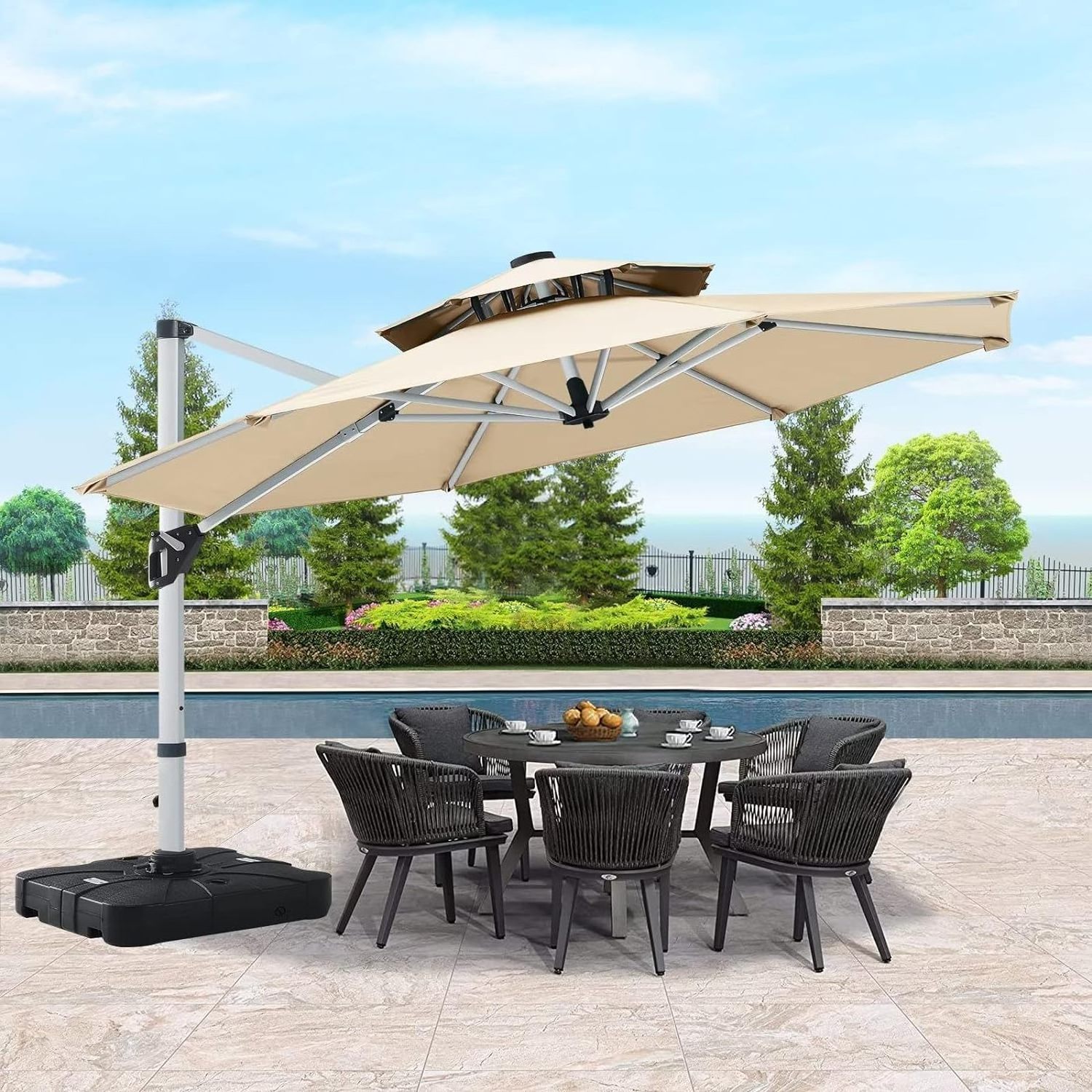 Beach Umbrella Outdoor sun garden parasol umbrella Patio Umbrellas with LED light