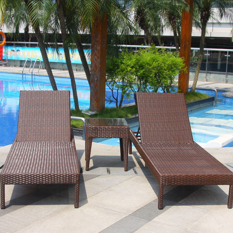 Outdoor leisure beach chairs Villa pool bed Hotel balcony leisure woven rattan benches