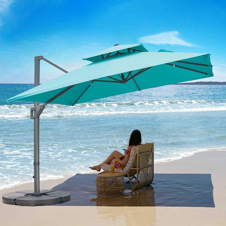 Commercial Square Heavy Duty Cantilever Umbrella Patio Parasol Large Restaurant Garden Outdoor Umbrella