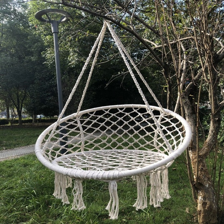 Indoor Outdoor Patio Decor Macrame Hammock Hanging Chair Cotton Rope Adult Portable Ultralight Folding Swing Chair Hammock