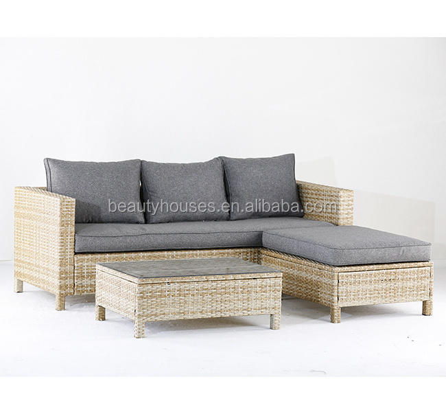 3 Piece Outdoor Brown Rattan Patio Garden Furniture