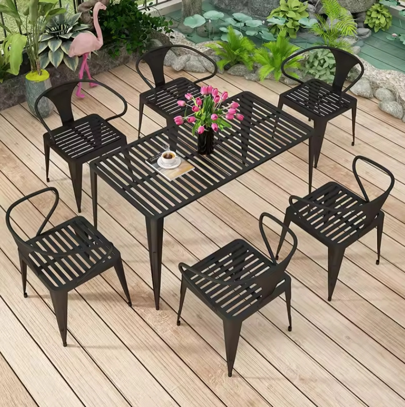 China made outdoor patio furniture waterproof simple outdoor iron  balcony table and chair set manufacturers wholesale