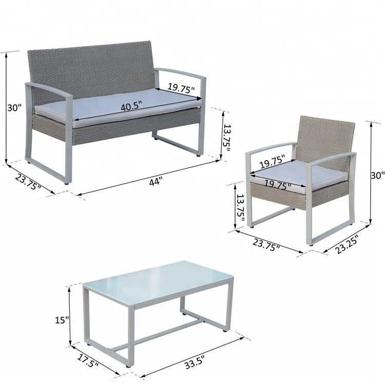 replacement cushions patio furniture KD rattan wicker sofa garden Conversation Set with Coffee Table