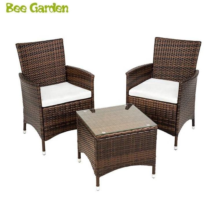 balcony furniture 3pcs kd outdoor rattan wicker chair