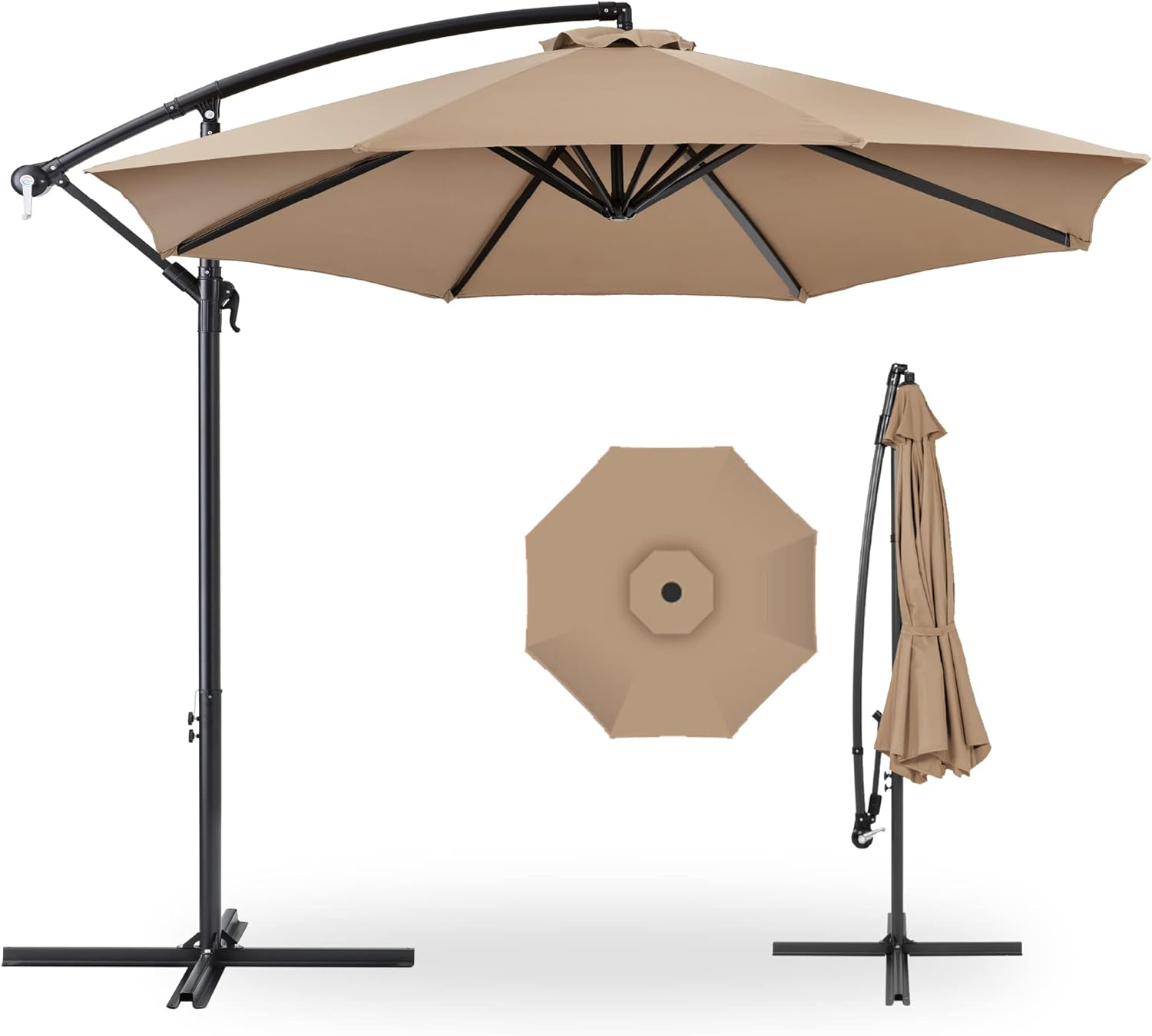 Outdoor Restaurant Waterproof Garden Beach Hanging Banana Cantilever Patio Sun Canvas Parasol Iron Umbrella