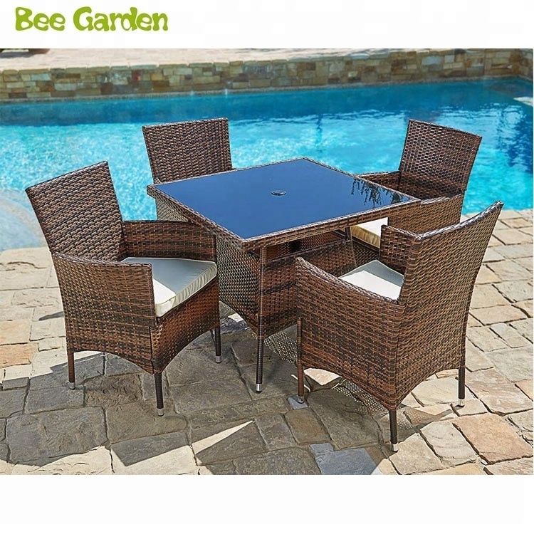 Outdoor Furniture All Weather Square Wicker Dining Table and Chairs,dining Table Set Contemporary Garden Set Sonoma Lounge Set