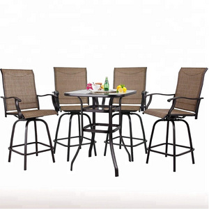 4 piece swivel bar chair height Patio outdoor furniture bar set with table