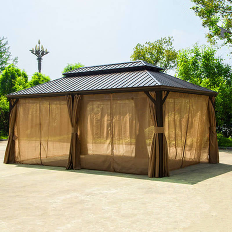 Customizable 3.65*6m Modern Garden Waterproof Roof Gazebo Sunshade Gazebos Outdoor Luxury Aluminum Pavilion