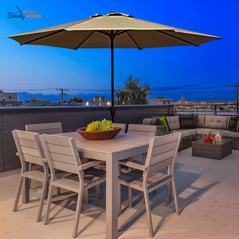 Beach Umbrella Aluminum Outdoor Furniture Contemporary Round Umbrellas Parasols Big Umbrella with Tilt Cheap Price Garden 2.7m