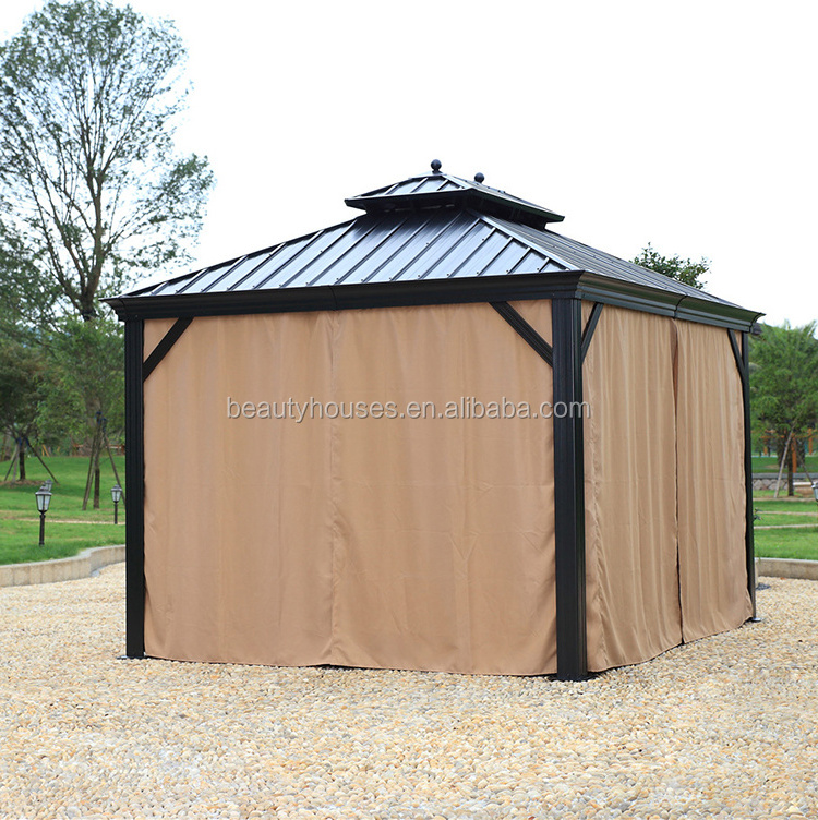 Top quality luxury steel top outdoor gazebo with sidewall