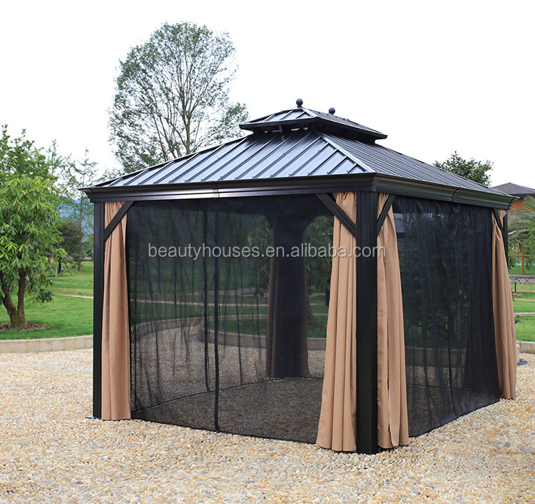 Top quality luxury steel top outdoor gazebo with sidewall