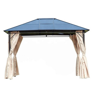 Outdoor Aluminum Hard Top Gazebo with Curtains